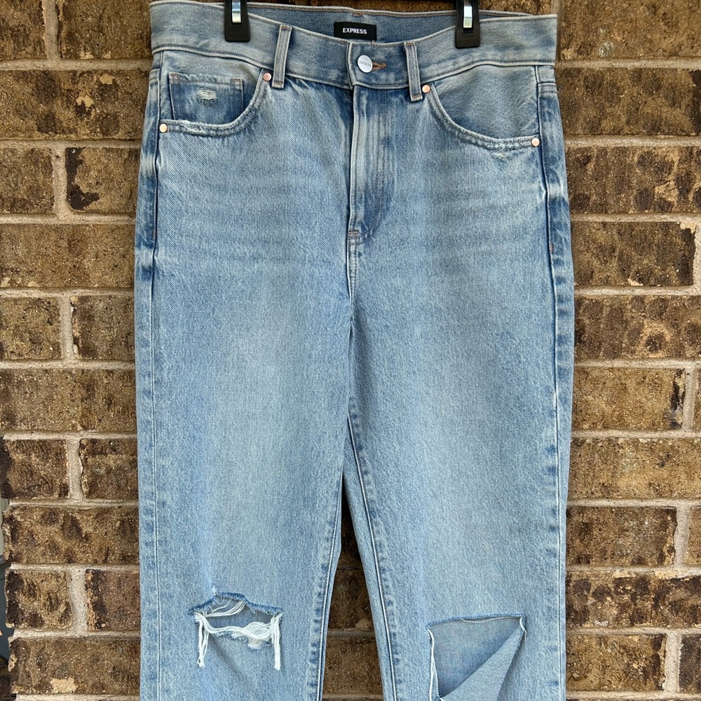 Express Light Blue Straight Leg Jeans